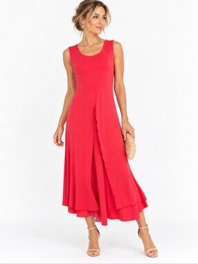 Creation Coral Sleeveless Layered Midi Dress Feminine Minimalist Size S